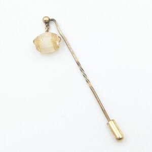 Antique Victorian stick pin with dangling bead charm on chain
